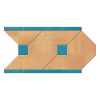 Mosaic House Moroccan tile Kora Custom Border 14 (mek)-23 Natural, natural, unglazed, terracotta  Turquoise,    solid zellige, mosaic, zellij, border, glaze 